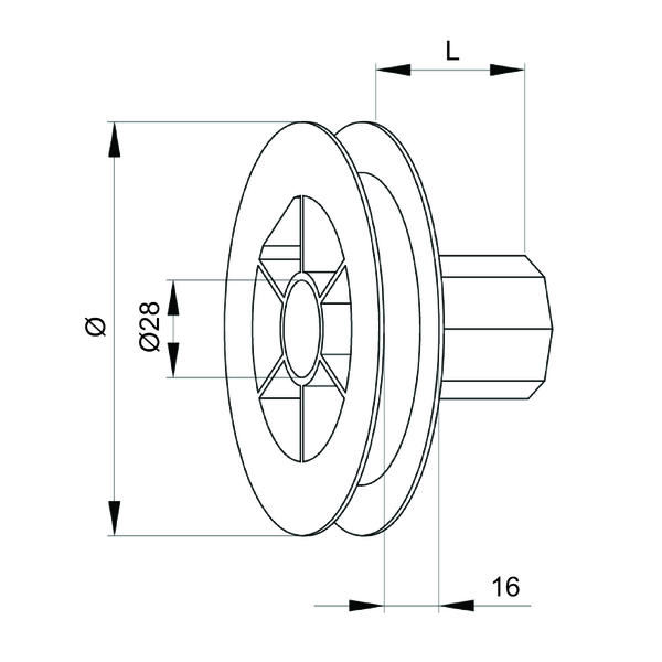 Pulley with cap